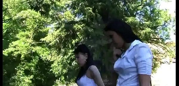  2 Amateur Girls in Femdom Action Outdoor in High Heels - Trampling, Footworship